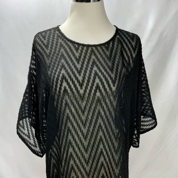 IRO Azade Chiffon Lightweight Textured Black Top Size S Short Sleeve Tunic - Picture 3 of 11